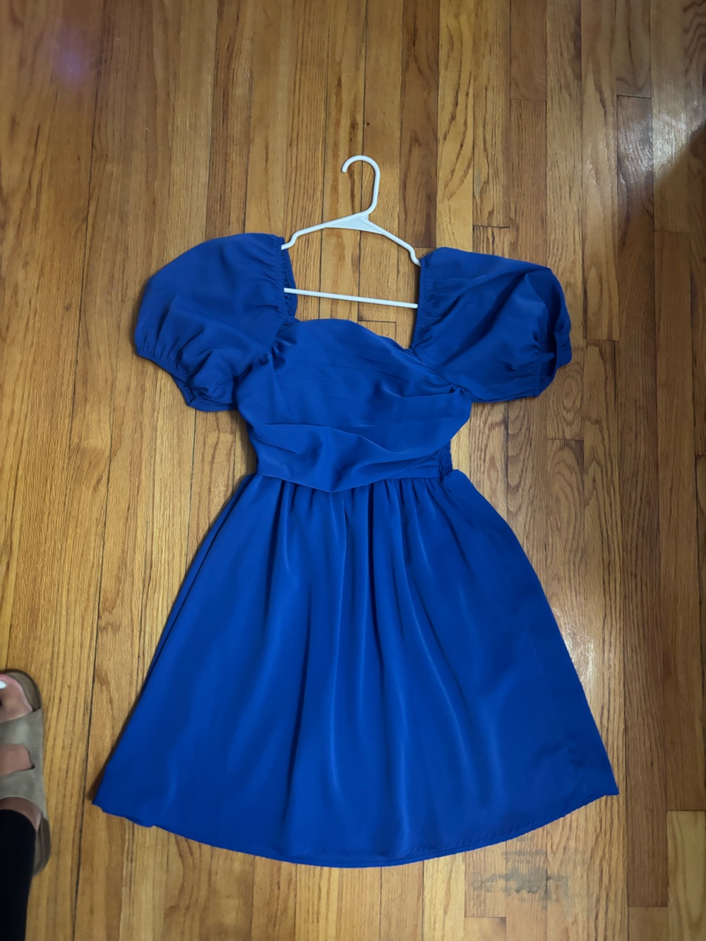 SHEIN Royal Blue Puff Sleeve Fit-and-Flare Dress